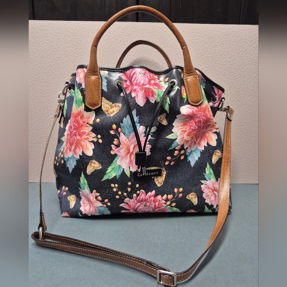 Italian Cavalcanti Leather Floral Women's Bag - Black,  Brown, Pink, Green, Blue